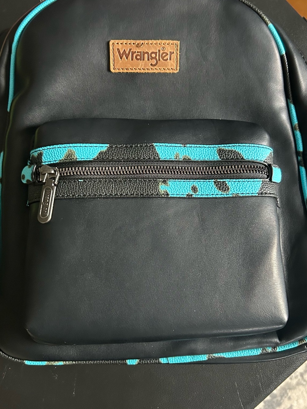 Wrangler Black Backpack with Turquoise Cow Print BNWT